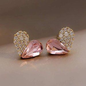 New  Rhinestone Heart Stud Earrings
